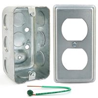 Kit de boîtier de sortie carré métallique de 4 pouces homologué US avec couvercle duplex industriel surélevé, prise 20A et fil de terre