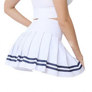 Jupe mini plissée pour femme, respirante, d'été, décontractée, à motif géométrique imprimé numériquement, style uniforme scolaire, en polyester/coton tricoté - Product Image 3