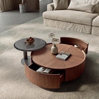 Meja kopi desainer populer set meja teh kecil mewah modern kayu bulat untuk furnitur ruang tamu
