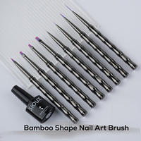 Yihuale Nouveauté – Ensemble de 8 pinceaux à ongles professionnels avec manche en métal en forme de bambou et embouts détachables, personnalisables avec logo, pour salon de manucure