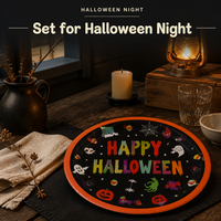 Assiettes en papier laminé pour Halloween, résistantes à l'eau et à la graisse, jetables, pour salades, fruits, barbecues, traiteur, vente en gros