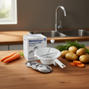 Ensemble de 4 moulinets à aliments Metaltex Spring avec 3 disques pour purées et passés à tamis - Product Image 3