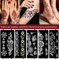 Stensil PVC Motif Mawar Mekar India 2026, Stiker Template Tato Henna untuk Seni Tangan dan Kaki, DIY, Produk Baru Laris