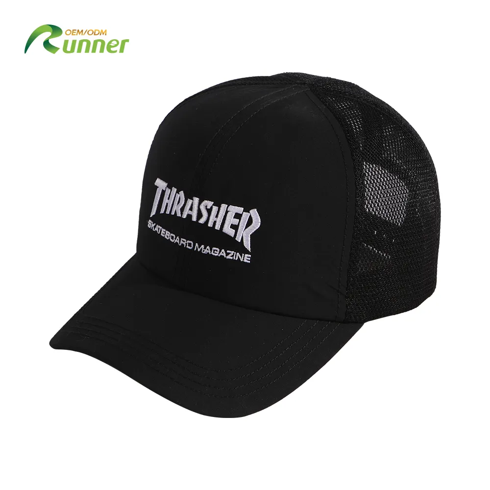 Runner 2024 OEM BSCI, productos más vendidos, gorras de camionero de malla de algodón fino, gorra deportiva bordada de alta calidad personalizada para hombre