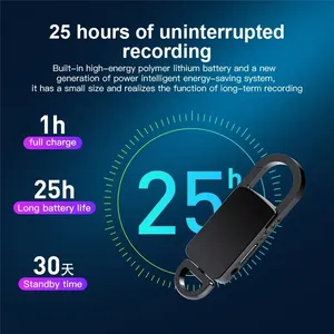Porte-clés 128G Enregistreur vocal numérique Petit enregistreur audio caché Lecteur MP3 avec format WAV pour la dictée et la prise de notes - Product Image 1