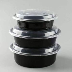 Bol rond en plastique PP de 16 oz, 24 oz, 32 oz, récipient alimentaire jetable compatible micro-ondes avec couvercle anti-fuite - Product Image 5