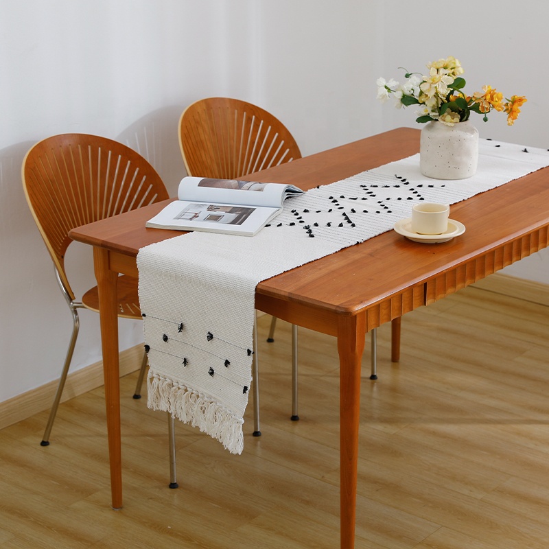 Длинная прямоугольная скатерть в стиле бохо, Современная скатерть с логотипом под заказ, деревенский скандинавский декор, уникальная плетеная ручная работа, в полоску, для свадьбы, CN;ZHE
