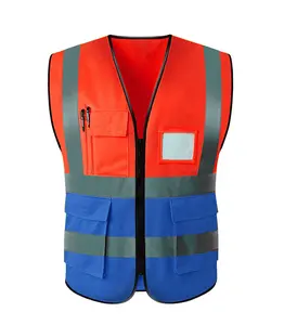Construction Security Jacket Construction High Visibility Multi Pockets Colorful Reflective Safety Work Vest