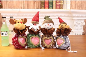 Sac de Noël pour enfants, sac cadeau de Noël, sac à bonbons, chaussette de Noël, sac exquis de Père Noël, sac en polaire, 23x20cm, OEM promotionnel - Product Image 2