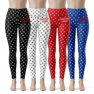 Leggings de Cintura Alta con Estampado de Puntos y Logotipo Personalizado, Varios Colores Disponibles, Leggings para Gimnasio y Yoga para Mujer 2026 - Product Image 1