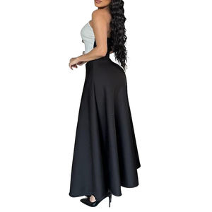 Bestseller Women's Color-Block Tube <b>Top</b> & High-Waist A-Line Skirt Elegant Two-Piece Set Fashion - Product Image 5