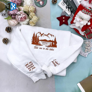<span class=keywords><strong>Sweat</strong></span>-shirts à col rond personnalisés OEM pour femmes/unisexe, avec logo brodé, impression en relief, technique délavée, sweats à capuche unisexes vierges - Product Image 3