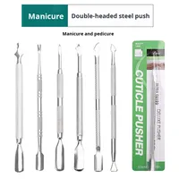 HJS Livraison Rapide Repousse-cuticules Double Embout en Acier Inoxydable Outil de Manucure Ergonomique Poignée Antidérapante Soin Précis des Ongles