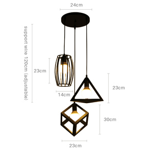โคมไฟเพดานทรงลูกบาศก์สแตนเลสสีดำทันสมัย ขั้วหลอด E26 LED พร้อมรีโมทคอนโทรล ปรับความสูงได้ 50 ซม. แบบ 3 ดวง สำหรับห้องนั่งเล่น - Product Image 6