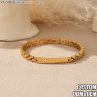 CAIOOCHE Bracelet jonc unisexe en acier inoxydable plaqué or 18 carats, largeur 6 mm, maillons incurvés, certifié, tendance, bracelets et joncs de mode