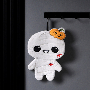 FF6192 Presente de Halloween, Toalha de Mão Absorvente de Fleece Coral para Uso Doméstico, Bordada com Design de Múmia Fofa - Product Image 4