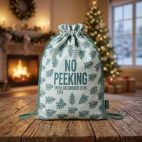 Sac à cordon en toile de coton polyester vert Noël Père Noël 50x65cm Personnalisable Artisanat et cadeaux pour cadeaux de Noël