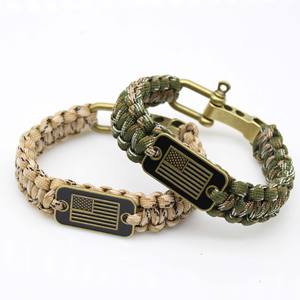 Anthrive uomo con fibbia in metallo regolabile 550 bandiera <span class=keywords><strong>americana</strong></span> bracciale di sopravvivenza Paracord da uomo accessorio da campeggio e da trekking - Product Image 3