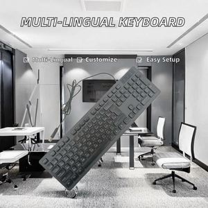 คีย์บอร์ดเกมมิ่งแบบมีสาย USB รองรับภาษาอังกฤษ อาหรับ รัสเซีย ฝรั่งเศส เยอรมัน โปรตุเกส สเปน อิตาลี เปอร์เซีย ไทย คอมพิวเตอร์สี - Product Image 2