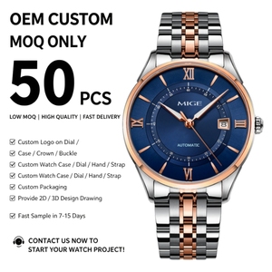 Montre de plongée pour homme en acier inoxydable avec cristal saphir, vente en gros OEM, montres mécaniques automatiques classiques de luxe pour homme, lumineuses - Product Image 1
