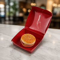 Boîte à emporter haut de gamme en papier kraft recyclable pour burgers et fritures, avec logo personnalisé et pelliculage brillant