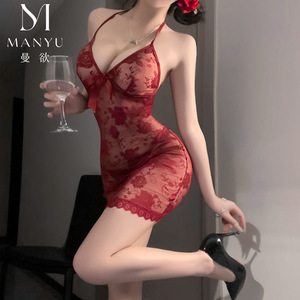 Lencería erótica YIMS, camisón morado, encaje sexy seductor, pijama sin tirantes para dormir, uniforme para busto pequeño 9383 - Product Image 1