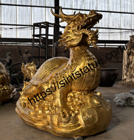 Sculpture en laiton de tortue dragon dorée, moulée à la main, décoration Feng Shui, richesse, chance, succès commercial, jardin extérieur, antique