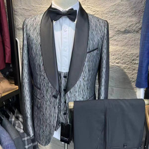 طقم بدلة رجالي من ثلاث قطع من الصوف بلونين من لوميناري، مقاس كبير، بدلة بنطلون مريحة مع خدمة الشحن المباشر - Product Image 1