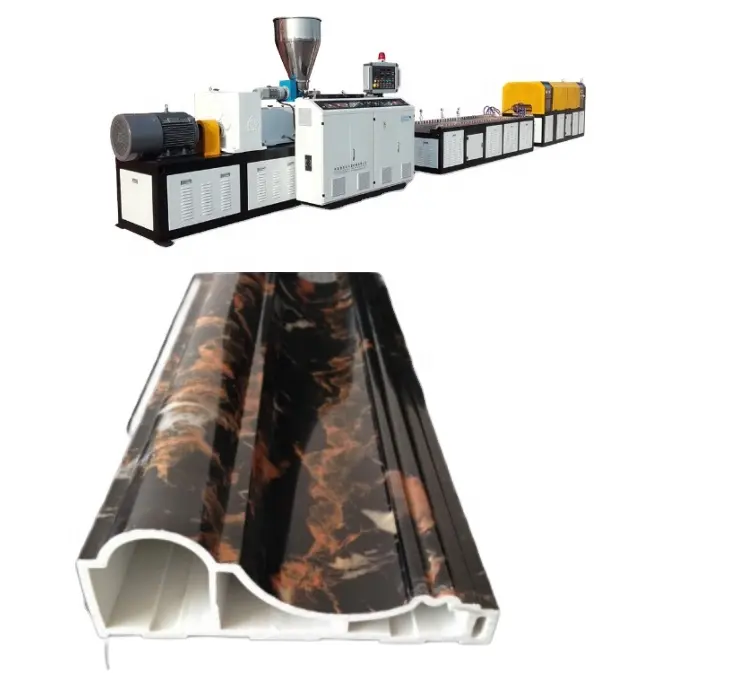 Cina membuat Dekorasi PVC batu plastik marmer buatan profil mesin ekstruder produksi garis peralatan manufaktur tanaman