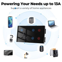 Enchufe Inteligente de Pared Tipo 147, 13A 240V, WiFi 2.4GHz, Control Remoto Móvil y por Voz, Zigbee, Puerto USB A, 2 Salidas, 2 en 1