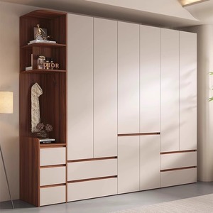 Armario Moderno Minimalista de Madera Maciza con Puertas Abatibles y Gran Capacidad de Almacenamiento para Dormitorio - Product Image 1