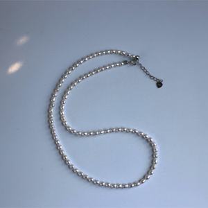 LUCK S925 plata agua dulce blanco 3,5-4mm collar de perlas para mujer niñas boda fiesta joyería - Product Image 4