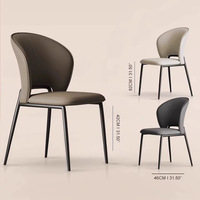 Chaise de salle à manger avec dossier, style italien moderne et minimaliste, en cuir rembourré, pour la maison, restaurant haut de gamme, table à thé