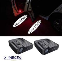 Capteur infrarouge sans fil en fibre de carbone personnalisable Lumière de projection de logo LED Logo universel d'éclairage de bienvenue de porte de voiture