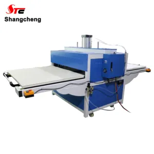 Shangcheng उद्योग गुणवत्ता बड़े प्रारूप वायवीय डबल स्टेशनों टी शर्ट परिधान उच्च बनाने की क्रिया गर्मी प्रेस मशीन