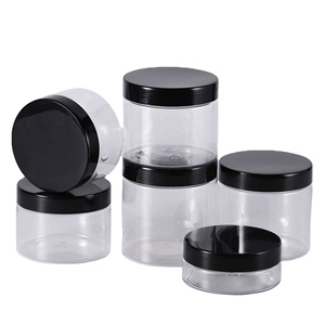 Hot Selling Cosmetic Pet Jar 150g 250g 4oz 8 Oz Clear <b>Body</b> <b>Scrub</b> Plastic Cream Jar With Black White Lid - Product Image 1