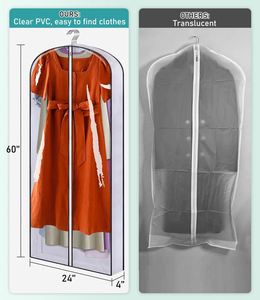 Housses de vêtements suspendues avec poche en PVC transparent à soufflet pour vêtements de nuit - Product Image 3