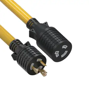 25FT 10 Gauge 480V L8-20 3 Wire Generator Power Cord Twist Lock Connectors 20 Amp Generator Extension Cord
