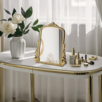 Miroir de table décoratif vintage en argent sculpté OEM, miroir d'appoint pour la décoration intérieure, vente en gros pour les distributeurs