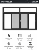 Fenêtre coulissante horizontale GELLJA pour appartement, double vitrage, en alliage d'aluminium, avec moustiquaire en acier inoxydable