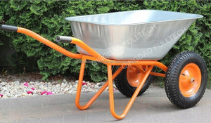Carretilla de Construcción Galvanizada de Doble Rueda para el Mercado de Rusia y Polonia, Carretilla Galvanizada de <span class=keywords><strong>2</strong></span> Ruedas con Bandeja de Zinc y Neumáticos - Product Image 5