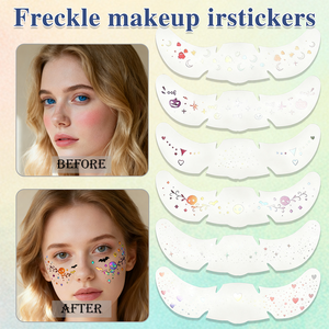 Taches de rousseur holographiques multicolores personnalisées/or/argent/or <span class=keywords><strong>rose</strong></span> tatouages de visage patchs de maquillage de mode temporaire en blanc vente en gros - Product Image 6