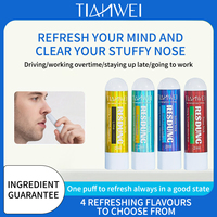 TIANWEI RESDUNG Inhalateur Nasal en Stick 4 Saveurs Extrait Végétal Huile Essentielle Aromathérapie Rafraîchissant Décongestionnant Nez Bouché Sinus 2ml