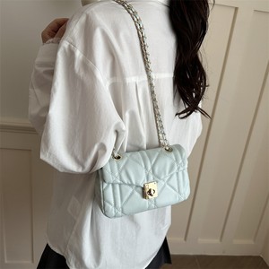 Fashion Quilted PU Leather Shoulder Bag Women Luxury Designer Handbag Gold Chain Crossbody Bag