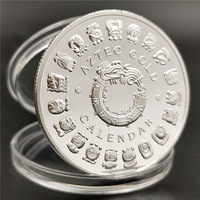 Pièce commémorative plaquée argent de conception DIY, motif Maya, calendrier aztèque, art, prophétie, culture, pièces de collection, pièce de défi personnalisée