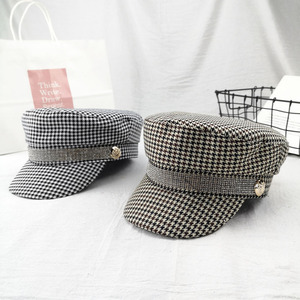 Dairui Houndstooth Newsboy <span class=keywords><strong>cap</strong></span> đối với phụ nữ, retro Baker <span class=keywords><strong>Boy</strong></span> hat với Rhinestone ban nhạc và nút chi tiết, cổ điển bát giác nắp phẳng - Product Image 2