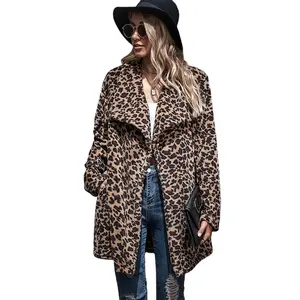 2022 Winter Medium Long Style Luxury high quality Faux Fur Woman Leopard Print Coat