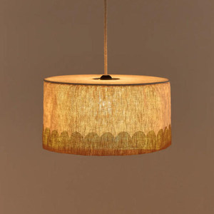 Lustre suspendu rond en lin, style minimaliste moderne, pour la maison, salle à manger, salon, chambre d'enfant - Product Image 3