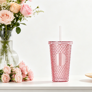 Vaso de Plástico Transparente de 17 oz con Logotipo Personalizado, Tapa con Diseño de Diamante, Pajita, <span class=keywords><strong>a</strong></span> Prueba de Fugas, Libre de BPA, Apto para <span class=keywords><strong>Agua</strong></span> Hirviendo, para Uso en Exteriores - Product Image 1