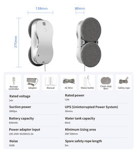 Robot de nettoyage de fenêtres intelligent avec réservoir d'eau de 60 ml, garantie de sécurité quadruple et planification intelligente <span class=keywords><strong>des</strong></span> itinéraires de nettoyage - Product Image 5